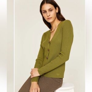 Tory Burch Moss Green Button-Up Cardigan Size M/M